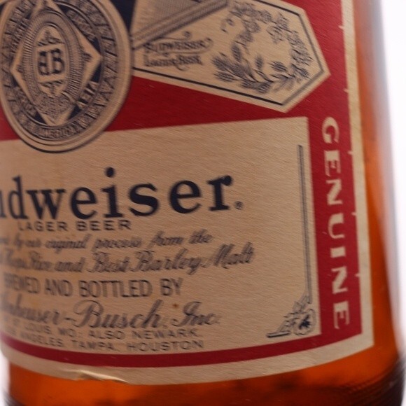 Vintage 1970s Budweiser Empty Collectable Amber Bottle One Quart Bottle Large - Picture 6 of 10